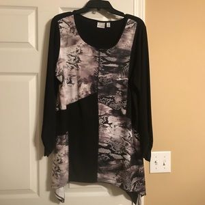 Snake Print Patchwork Shark Bite Top